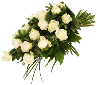 Rouwboeket witte rozen