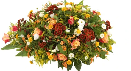 Rouwstuk 80 - 90 - 100cm oranje geel witte tinten