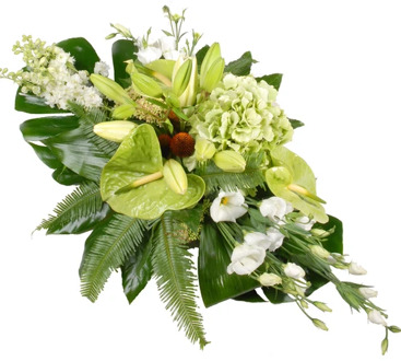 Rouwstuk modern wit - groen