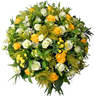 Rouwstuk rond geel - wit