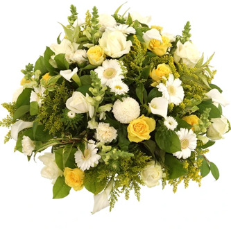 Rouwstuk rond geel wit