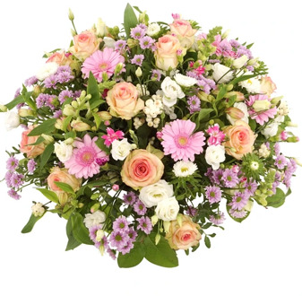 Rouwstuk rond Pastel roze witte tinten