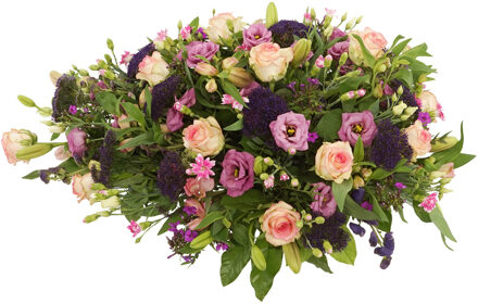 Rouwstuk roze paarse bloemen bestellen
