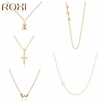 ROXI Elegant Snowflake Bee Cross Lightning Geometry Pendant Necklaces for Women Jewelry 925 Sterling Silver Clavicle Necklace