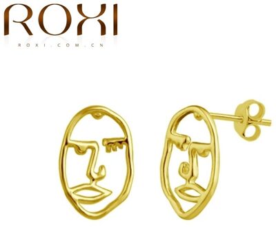 Roxi Hollow Portret 925 Sterling Zilveren Oorbellen Mode Piercing Oorbellen Sieraden Voor Vrouwen Punk Kraakbeen Oorbellen goud