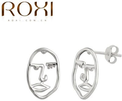 Roxi Hollow Portret 925 Sterling Zilveren Oorbellen Mode Piercing Oorbellen Sieraden Voor Vrouwen Punk Kraakbeen Oorbellen wit goud