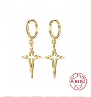 Roxi Minimalistische Ronde Cirkel Oorbellen Geometrische Hollow Cross Hanger Dangle Earring Voor Vrouwen 925 Sterling Zilveren Oorbellen Goud