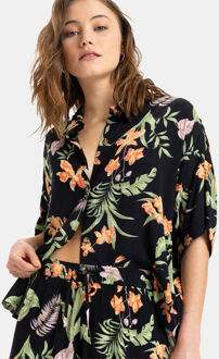 Roxy Beach Nostalgia Crinkle T-Shirt Dames Zwart - L