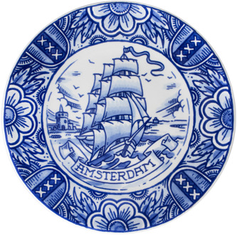 Royal Delft Schiffmacher Bord Amsterdam Wit, Blauw