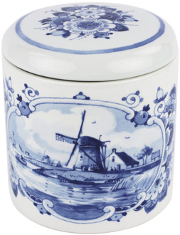 Royal Delft stroopwafelpot Molen Wit, Blauw