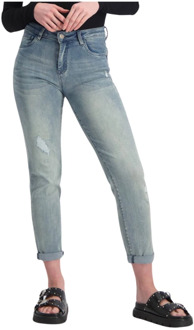 Royal Girlfriend Cropped Jeans Florez , Blue , Dames - W26,W29,W31,W27,W30,W28,W32