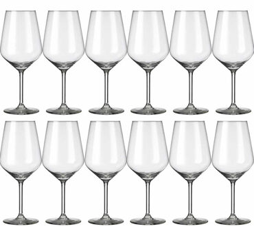 Royal Leerdam 12x Luxe witte wijn glazen 380 ml Carre - Wijnglazen Transparant