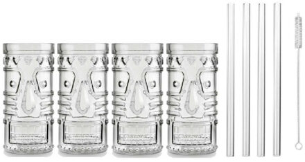 Royal Leerdam 4x Cocktailglazen / Mai Tai glazen transparant 490 ml met glazen rietjes