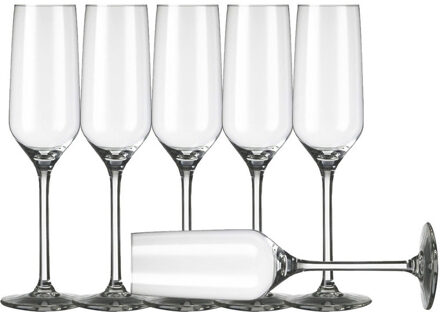 Royal Leerdam 6x Champagne glazen Carre 220 ml - Champagneglazen Transparant