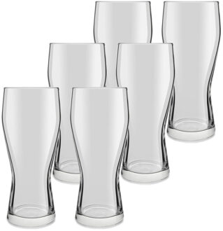 Royal Leerdam Bierglazen Mainz - 6x stuks - 400 ml - speciaal bier glazen Transparant