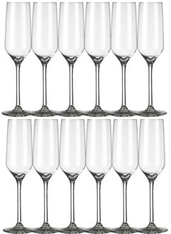 Royal Leerdam Champagneglazen/flutes Carre - 12x stuks - 220 ml - Champagne drinken - Champagneglazen van glas
