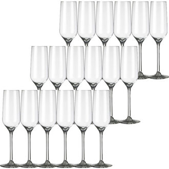 Royal Leerdam Champagneglazen/flutes Carre - 18x stuks - 220 ml - Champagne drinken - Champagneglazen van glas