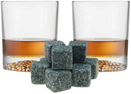 Royal Leerdam Whiskyglazen - 4x stuks - 290 ml - 9x whisky ijsblokstenen - cadeau