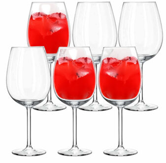 Royal Leerdam Wijnglazen Plaza - 6x stuks - glas - 330 ml - Rode en witte wijn drinken Transparant