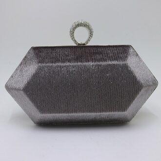 Royal Nightingales Mini Ring Clutch Portemonnees Fluwelen Paars Clutch Tassen En Handtassen Voor Vrouwen Party Prom zilver