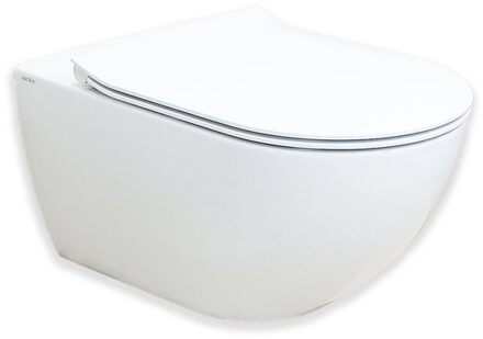 Royal Plaza Belbo wandcloset - 55cm - cycloneflush - zonder spoelrand - met toiletzitting - mat wit SW1127066 / SW1075548 Wit mat