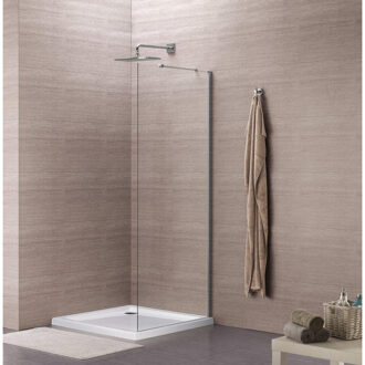 Royal Plaza Hendra zijwand voor draaideur 100x195cm chroom profiel en helder glas en Clean antikalkbehandeling