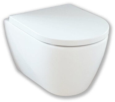 Royal Plaza Primo Toiletset - 48.5cm - hangend - spoelrandloos - diepspoel - verkort - met zitting - softclose - quick release - mat wit SW651882/SW800095 Wit mat