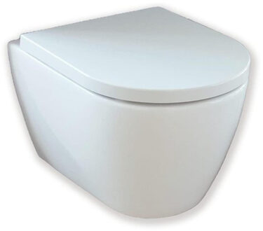 Royal Plaza Primo Toiletset - 48.5cm - hangend - spoelrandloos - diepspoel - verkort - met zitting - softclose - quick release - wit SW395613/SW800088 Wit glans