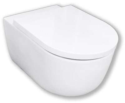 Royal Plaza Primo Toiletset - 55cm - hangend - cycloonspoeling - spoelrandloos - diepspoel - met zitting - softclose - quick release - wit SW812172/SW800088 Wit glans