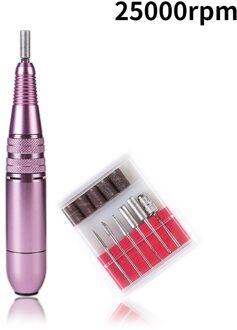 Roze 35000/25000Rpm Draagbare Nail Boor Manicure Machine Set Elektrische Nagelvijl Sterke Power Beroep Nail Tool Voor nail Salon 25000rpm roze
