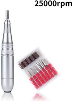 Roze 35000/25000Rpm Draagbare Nail Boor Manicure Machine Set Elektrische Nagelvijl Sterke Power Beroep Nail Tool Voor nail Salon 25000rpm zilver