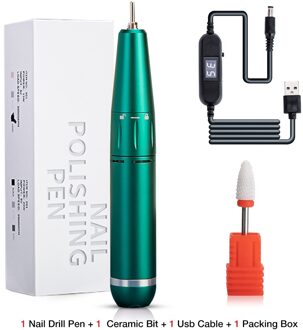 Roze 35000/25000Rpm Draagbare Nail Boor Manicure Machine Set Elektrische Nagelvijl Sterke Power Beroep Nail Tool Voor nail Salon 35000rpm groen