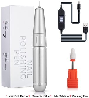 Roze 35000/25000Rpm Draagbare Nail Boor Manicure Machine Set Elektrische Nagelvijl Sterke Power Beroep Nail Tool Voor nail Salon 35000rpm sliver