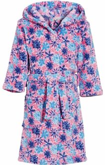 Roze badjas/ochtendjas met bloemen print voor kinderen. 146/152 (11-12 jr)