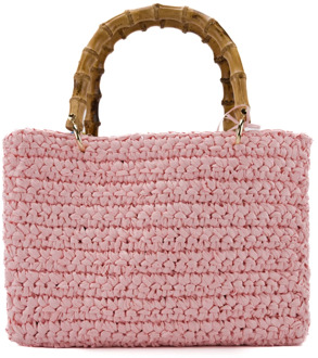 Roze Bamboe Shopper Tas Chica London , Pink , Dames - ONE Size