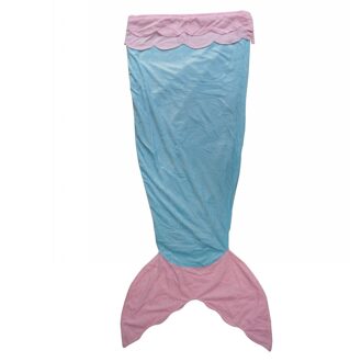Roze Blauw Paars Slaapzak Deken Gooi Mermaid Vissenstaart Deken Voor Volwassen Childern Super Zachte Dubbele Lagen Kerstcadeau licht blauw