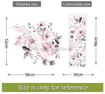 Roze Bloem Water Kleur Muurstickers, Kamer Decoratie, Woonkamer Muurschildering, Home Decoratie Stickers, bloem Cluster Stickers, Wa