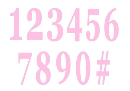 Roze Cijfers Zelfklevende Stickers (12st)