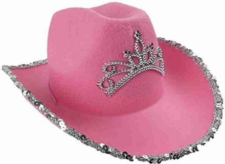 Roze Cowboy Hoed Westerse Stijl Tiara Cowgirl Hoed Voor Vrouwen Meisje Roze Tiara Cowgirl Hoed Cowboy Cap Kostuum Party hoed