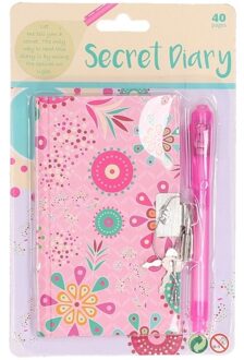 Roze dagboek met mandala bloemenprint voor kinderen