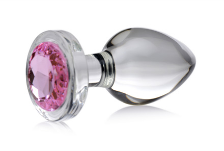Roze Edelsteen - Glas Anaal Plug - Groot - Roze Edelsteen - Glas Anaal Plug - Groot
