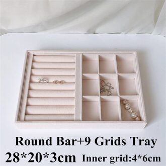 Roze Fluwelen Sieraden Ring Display Organizer Case Lade Houder Ketting Oorbellen Bangle Opbergdoos Showcase Sieraden Standhouder 8