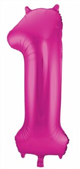 Roze folie ballonnen 1 jaar