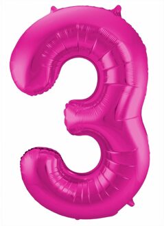 Roze folie ballonnen 3 jaar