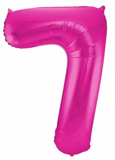 Roze folie ballonnen 7 jaar