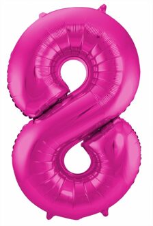 Roze folie ballonnen 8 jaar