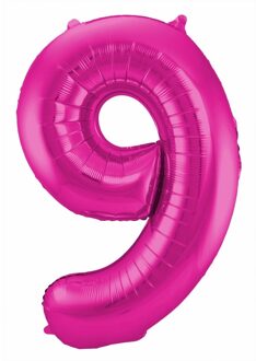 Roze folie ballonnen 9 jaar