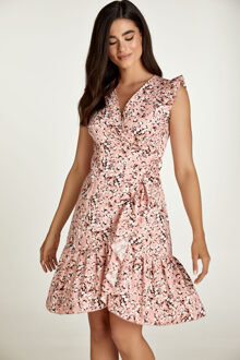 Roze gebloemde wikkeljurk Rosé
