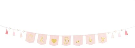Roze Geboorte Banner 'Oh Baby' Met Tassels (2,5m)