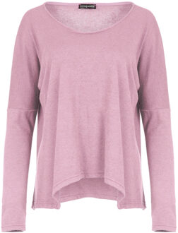 Roze gebreide top met zakdoekzoom Rosé - L